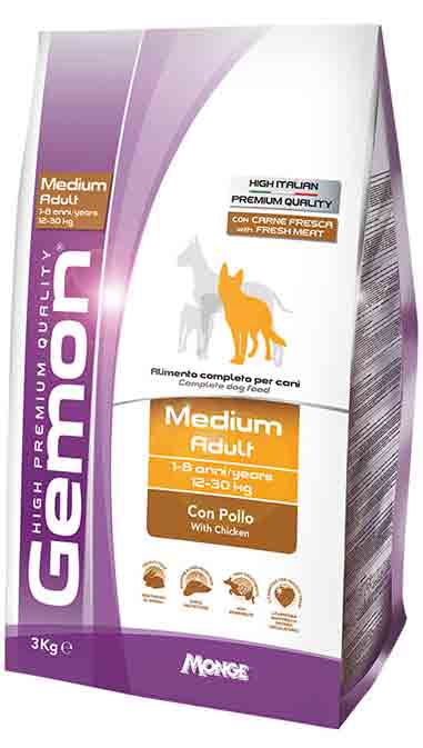 GEMON HPQ CANE M AD POLLO 15KG
