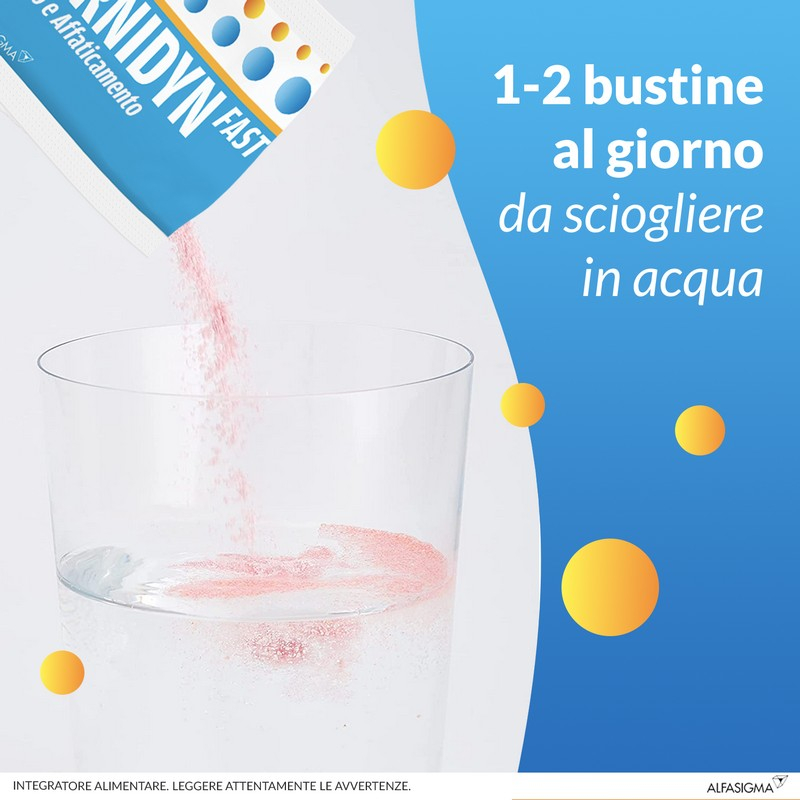 Carnidyn Fast Caldo e Affaticamento, integratore di Sali minerali, magnesio e potassio, zinco e selenio, con Carnitina, utile in caso di spossatezza da caldo o attività sportiva - 12 Bustine