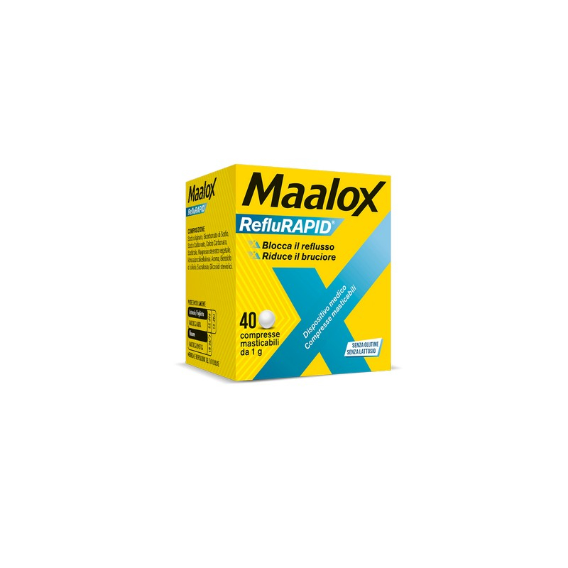 Maalox RefluRapid - 40 Compresse Masticabili Contro Il Reflusso E Bruciore Di Stomaco