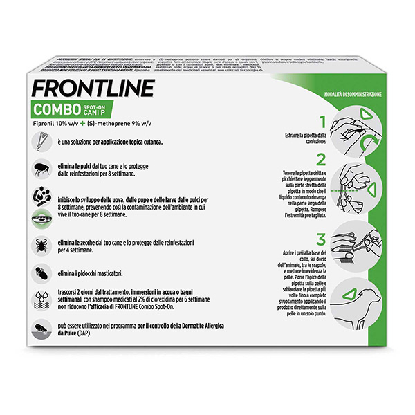 Frontline Combo Cani x3 Pipette, Antiparassitario per Cani Piccoli e Cuccioli (2-10Kg) Contro Pulci, Zecche, Uova e Larve