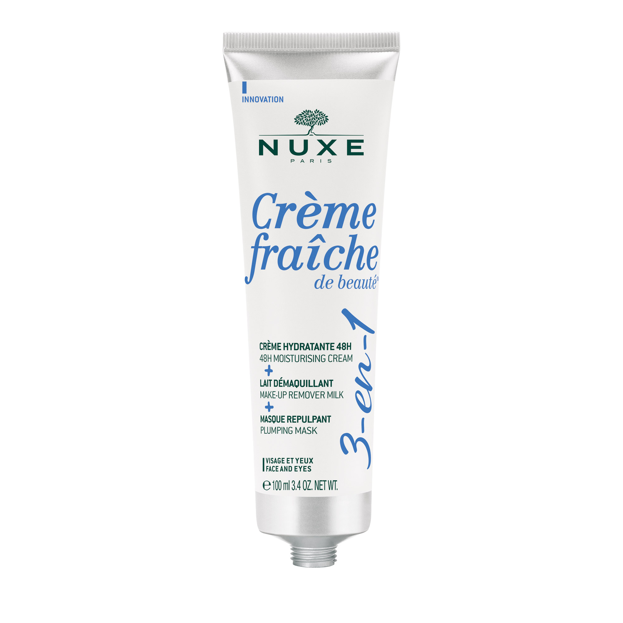 Nuxe - Crème Fraîche De Beautè - 3-In-1, Crema Idratante 48H, Latte Struccante, Maschera Rimpolpante 100 ml