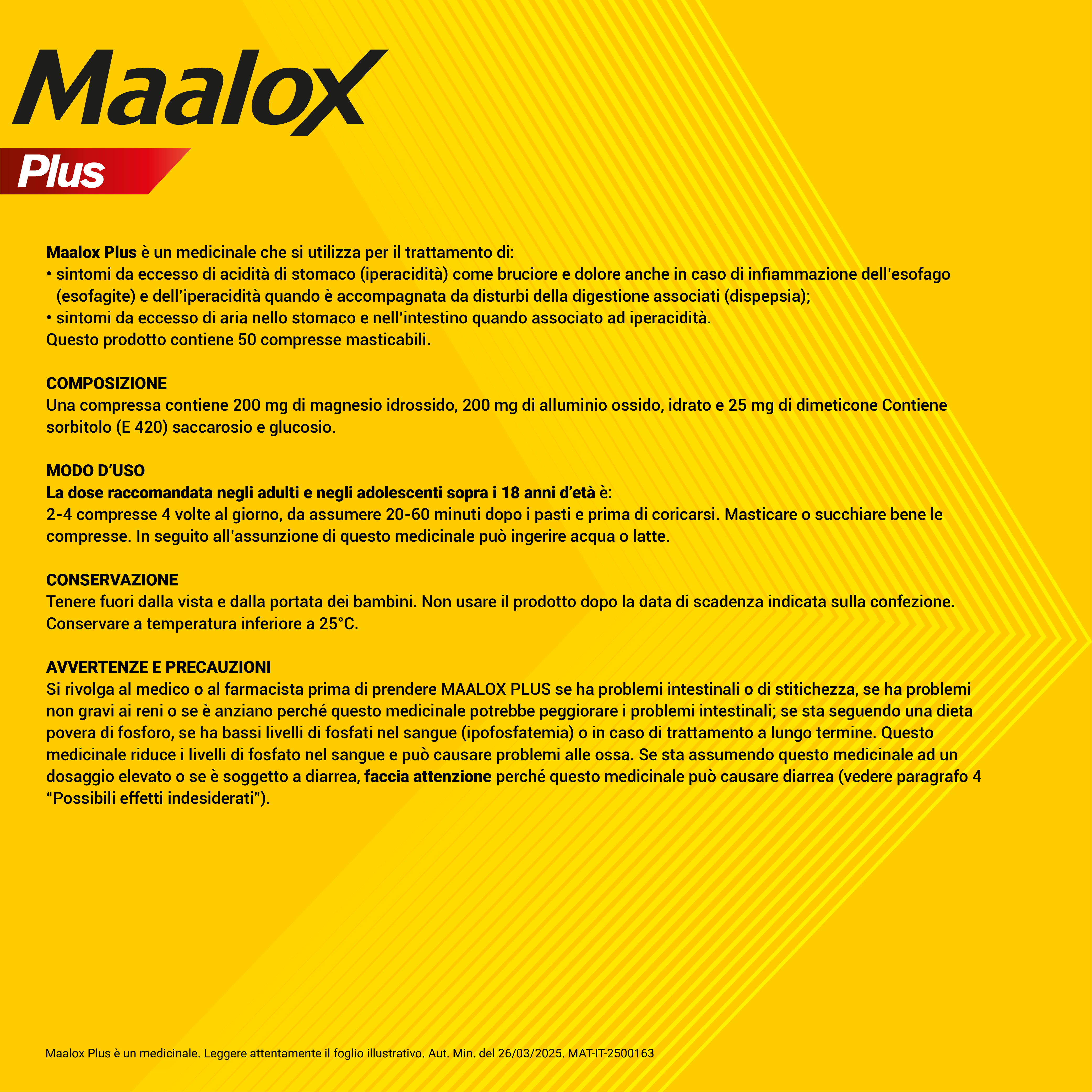 Maalox Plus 200 mg + 200 mg + 25 mg - 50 Compresse Masticabili Contro Bruciore, Cattiva Digestione E Iperacidità Di Stomaco