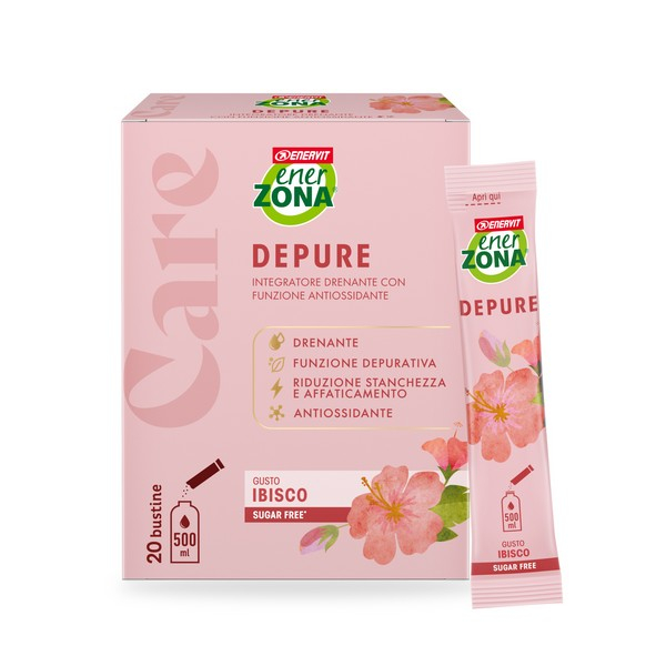 ENERZONA CARE DEPURE per il drenaggio dei liquidi, ad azione antiossidante e depurativa - 20 BUSTINE