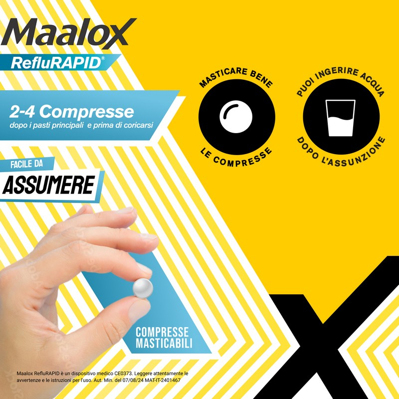 Maalox RefluRapid - 40 Compresse Masticabili Contro Il Reflusso E Bruciore Di Stomaco