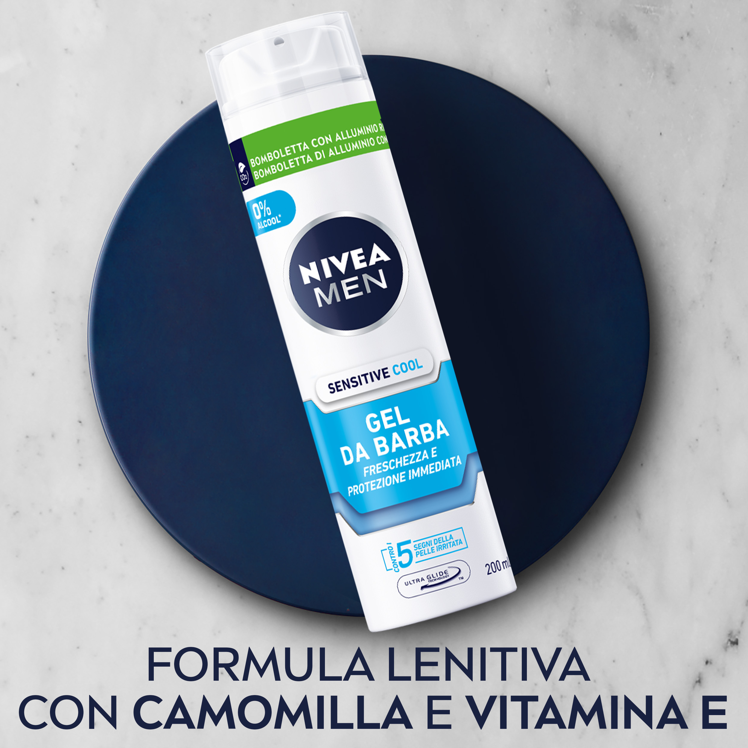 Nivea Men Sensitive Cool Gel da Barba 200 ml, Gel barba delicato e rinfrescante per pelle sensibile