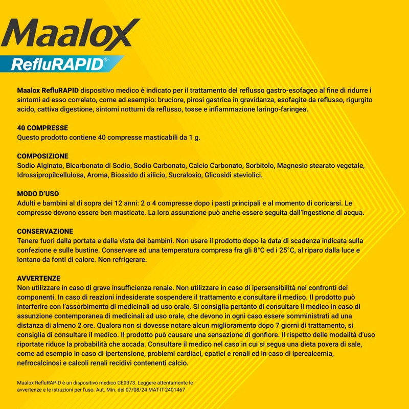 Maalox RefluRapid - 40 Compresse Masticabili Contro Il Reflusso E Bruciore Di Stomaco