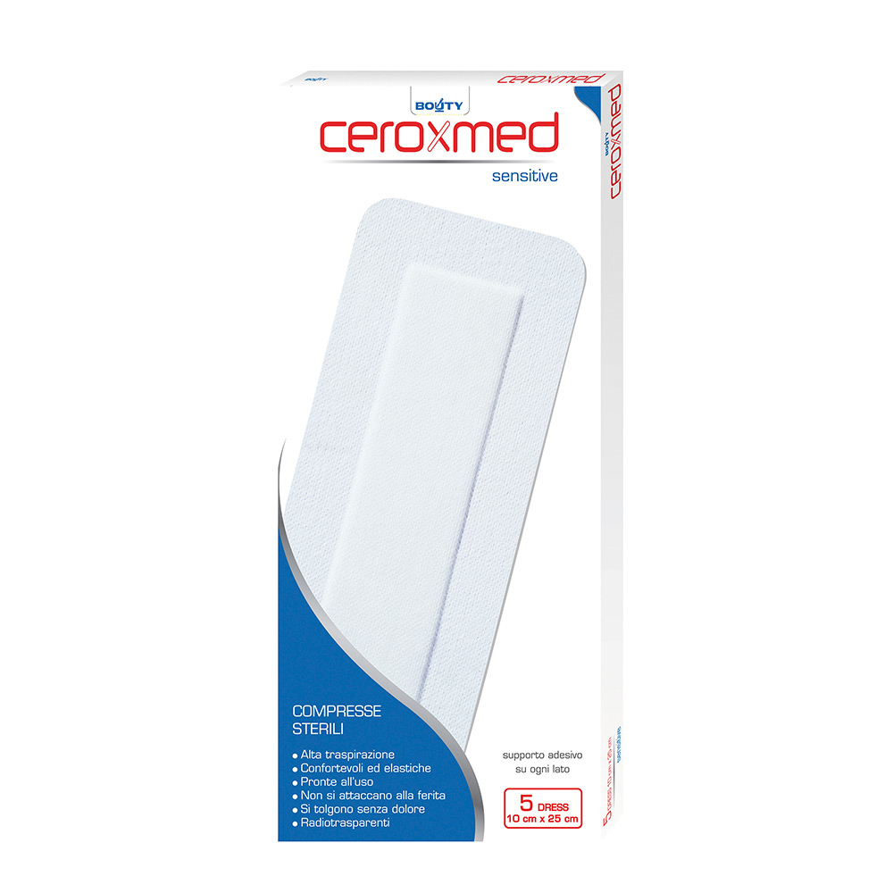 Ceroxmed Dress Sensitive Compresse di Garza Autoadesive 25x10 cm 3 Pezzi