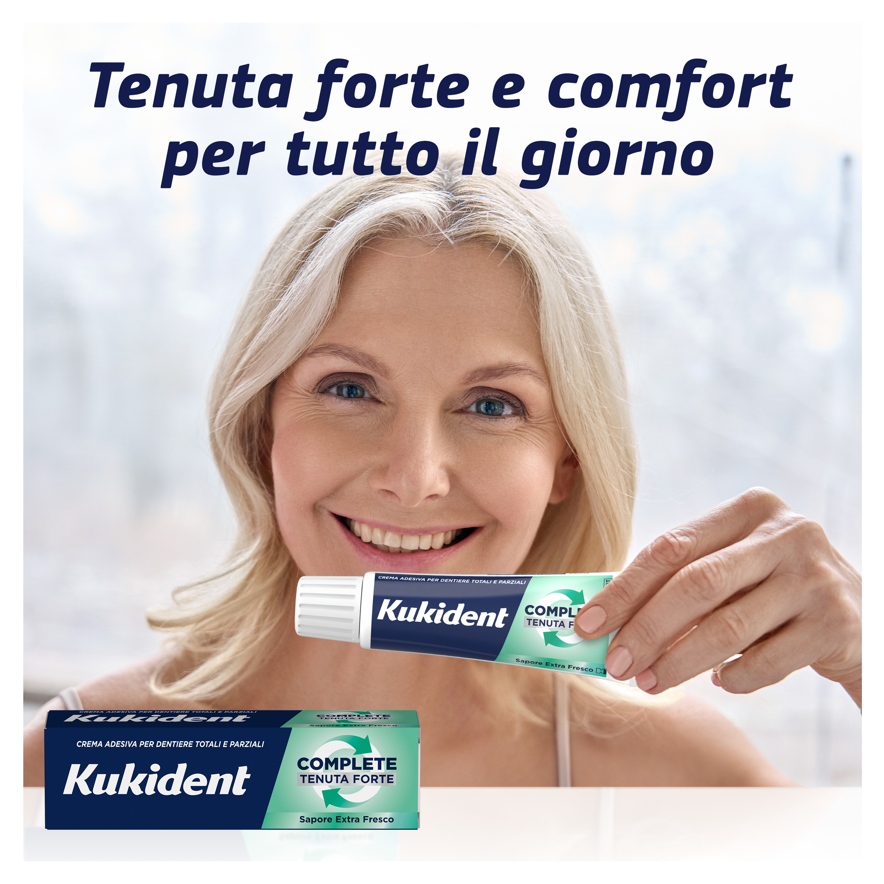 Kukident Complete Tenuta Forte Sapore Extra Fresco - Crema Adesiva Per Dentiere 47 g