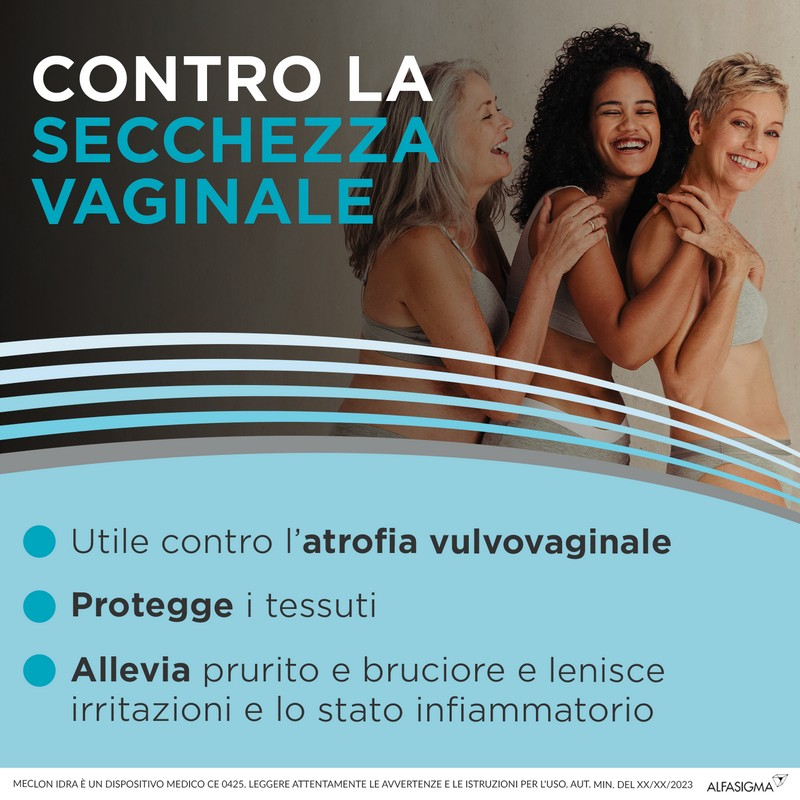 Meclon Idra, Trattamento Emulgel Lenitivo e Calmante che Può Essere Utilizzato dalle Donne che Soffrono di Vaginite Atrofica, 7 Applicatori Monodose