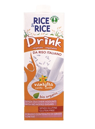 Rice&Rice Bevanda di Riso alla Vaniglia Biologica Senza Glutine Senza Lattosio Senza Zuccheri Aggiunti