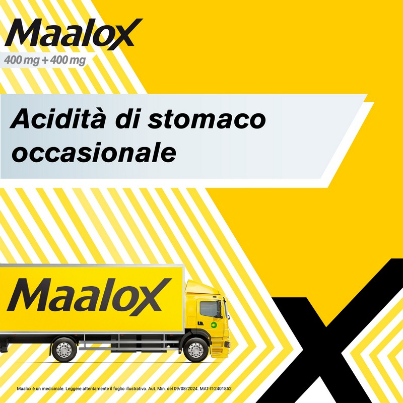 Maalox 400 mg + 400 mg - 40 Compresse Masticabili Contro Bruciore E Iperacidità Di Stomaco Occasionale