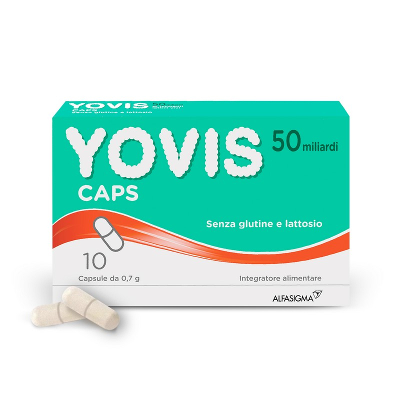 Yovis Caps, Probiotici per il Benessere Intestinale, 50 Miliardi di Fermenti Lattici Vivi, Senza Glutine e Lattosio, 10 Capsule deglutibili
