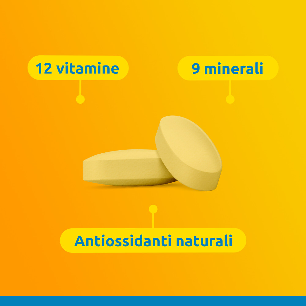 Supradyn Ricarica 50+ Integratore Multivitaminico con Vitamina C, Vitamina D, Minerali, Antiossidanti contro la Stanchezza Fisica e invecchiamento, Gusto Arancia, 30 Compresse Rivestite
