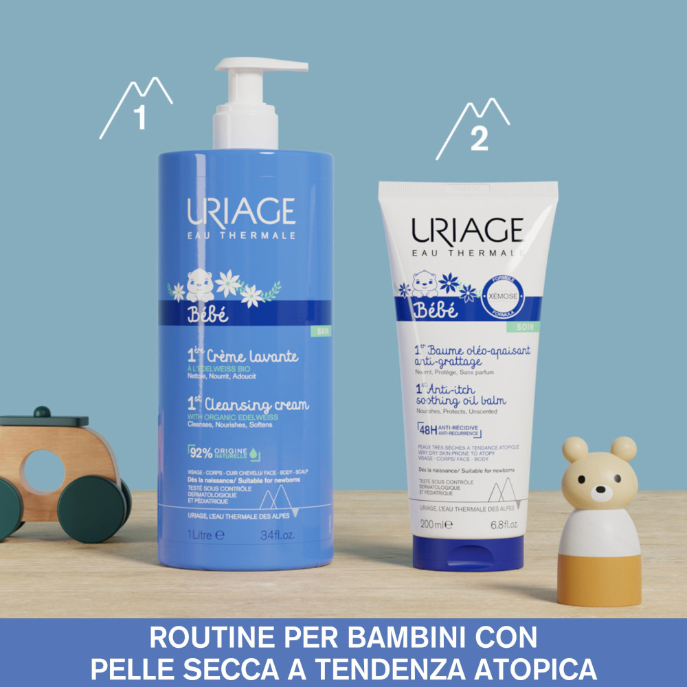 URIAGE Detergente e shampoo bebè per detergere delicatamente e preservare il film idrolipidico 1Lt