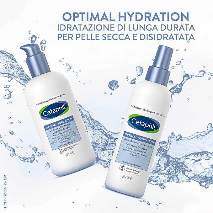 Cetaphil Optimal Hydration Lozione Ricostitutiva Idratante Corpo, per Pelle Secca e Sensibile, Idratazione Intensa 48 Ore, Formato 473 ml