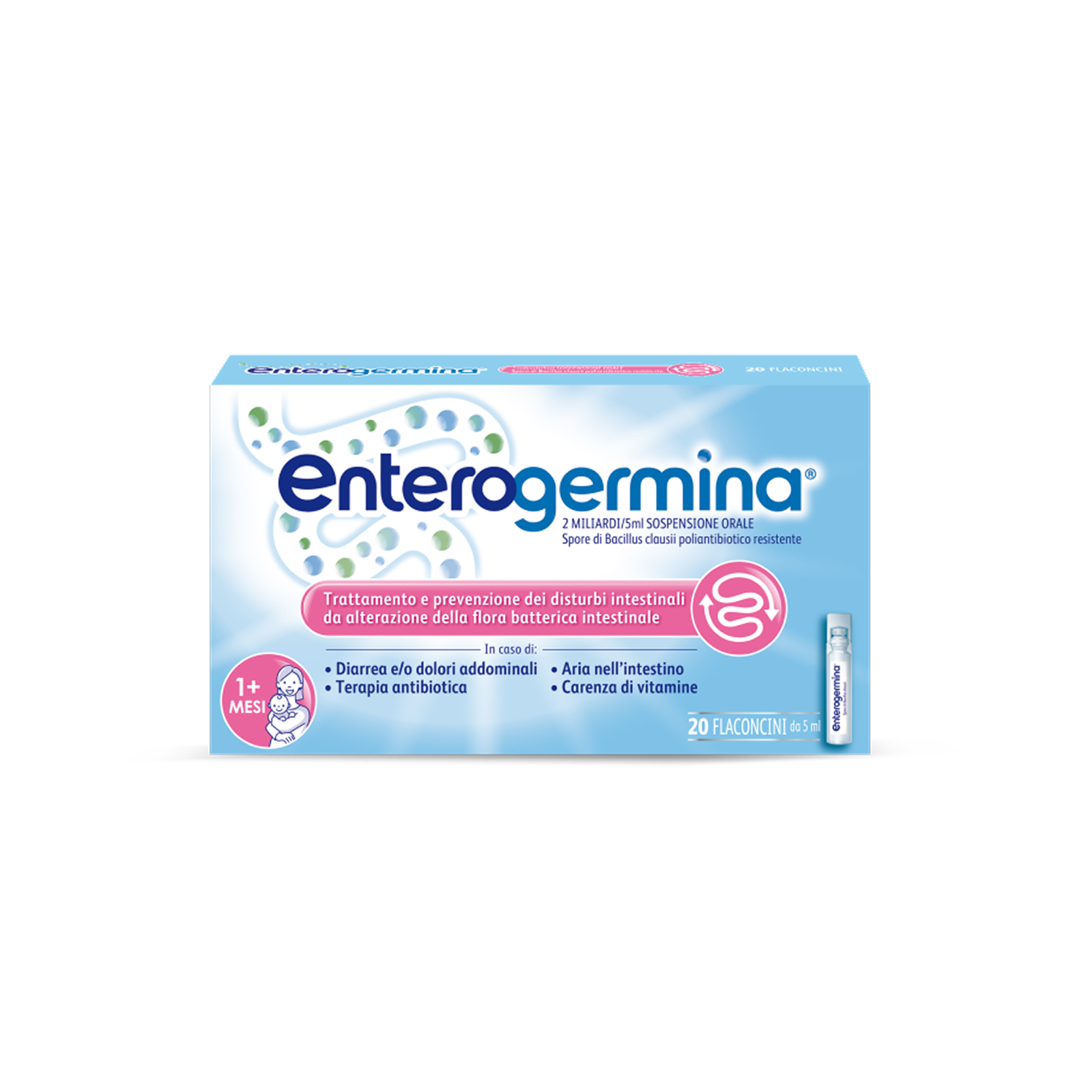 Enterogermina 2 Miliardi/5 ml Sospensione Orale - Fermenti Lattici E Probiotici Per I Disturbi Intestinali 20 Fiale