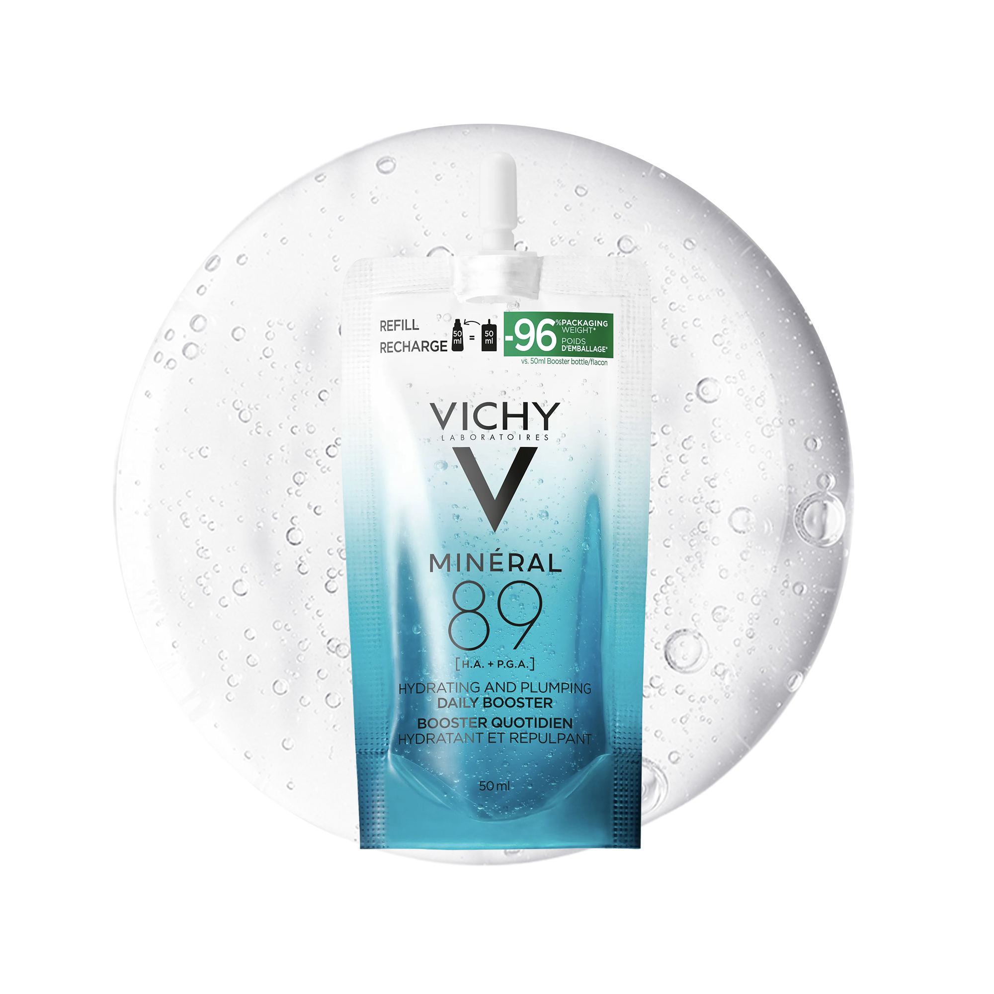 Vichy Minéral 89 - Booster Quotidiano Con Acido Ialuronico Fortificante E Rimpolpante Eco-Ricarica 50 ml