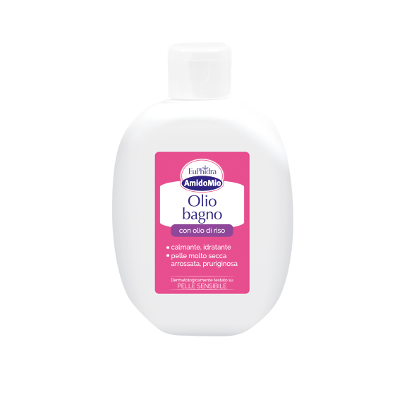 Euphidra AmidoMio Olio Bagno - Detergente lenitivo e protettivo per pelle molto secca e sensibile - 200 ml