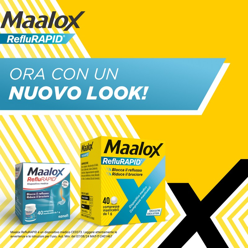 Maalox RefluRapid - 40 Compresse Masticabili Contro Il Reflusso E Bruciore Di Stomaco
