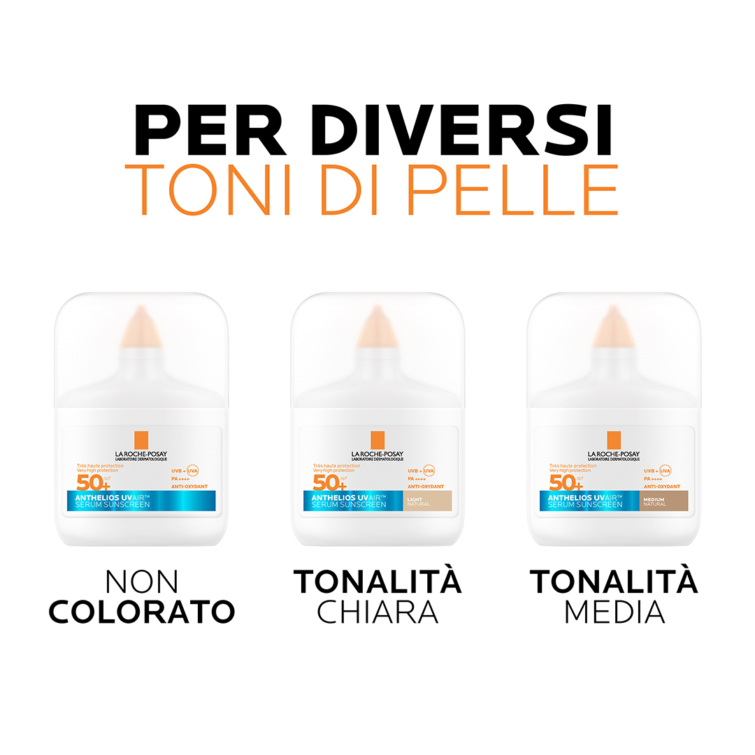 La Roche-Posay Anthelios Uvair Serum Sunscreen - Protezione Solare SPF50+ Viso 50 ml - Tonalità Media