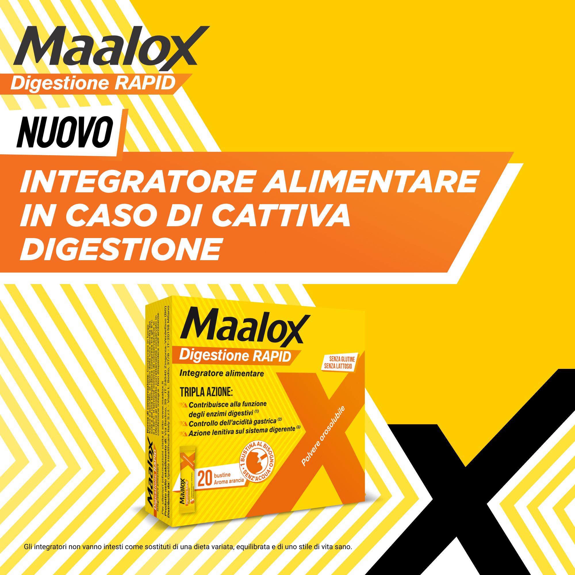 Maalox Digestione Rapid 20 Bustine - Integratore Per Cattiva Digestione E Acidità Di Stomaco