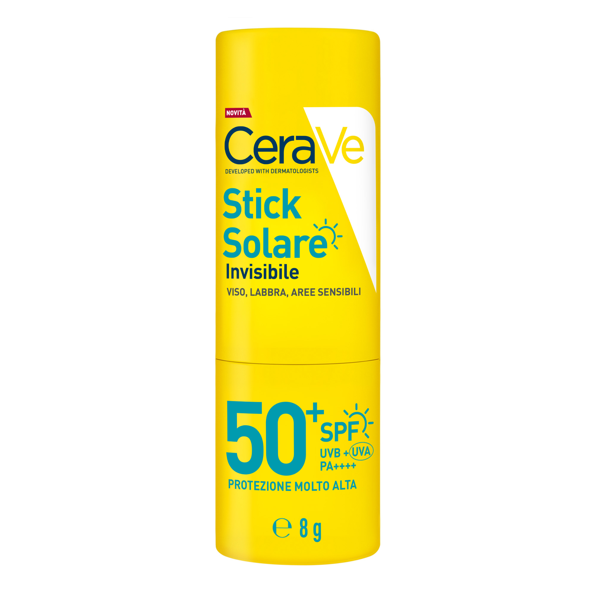 CeraVe Stick Solare Invisibile SPF50+ - Protezione Solare Viso, Labbra E Zone Sensibili 8 g