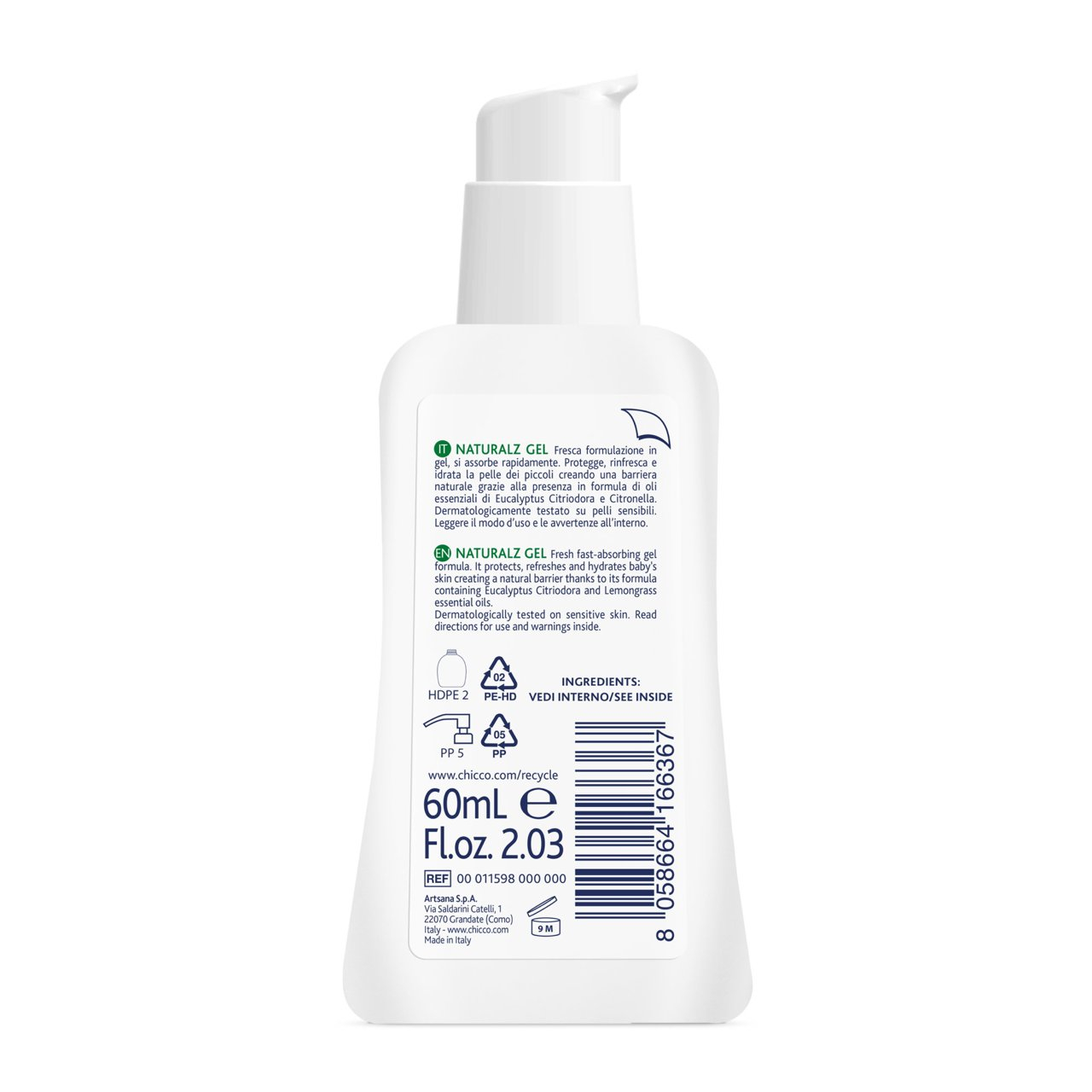 Chicco Gel Naturalz Protettivo & Rinfrescante Antizanzare Per Neonati e Bambini 60 ml