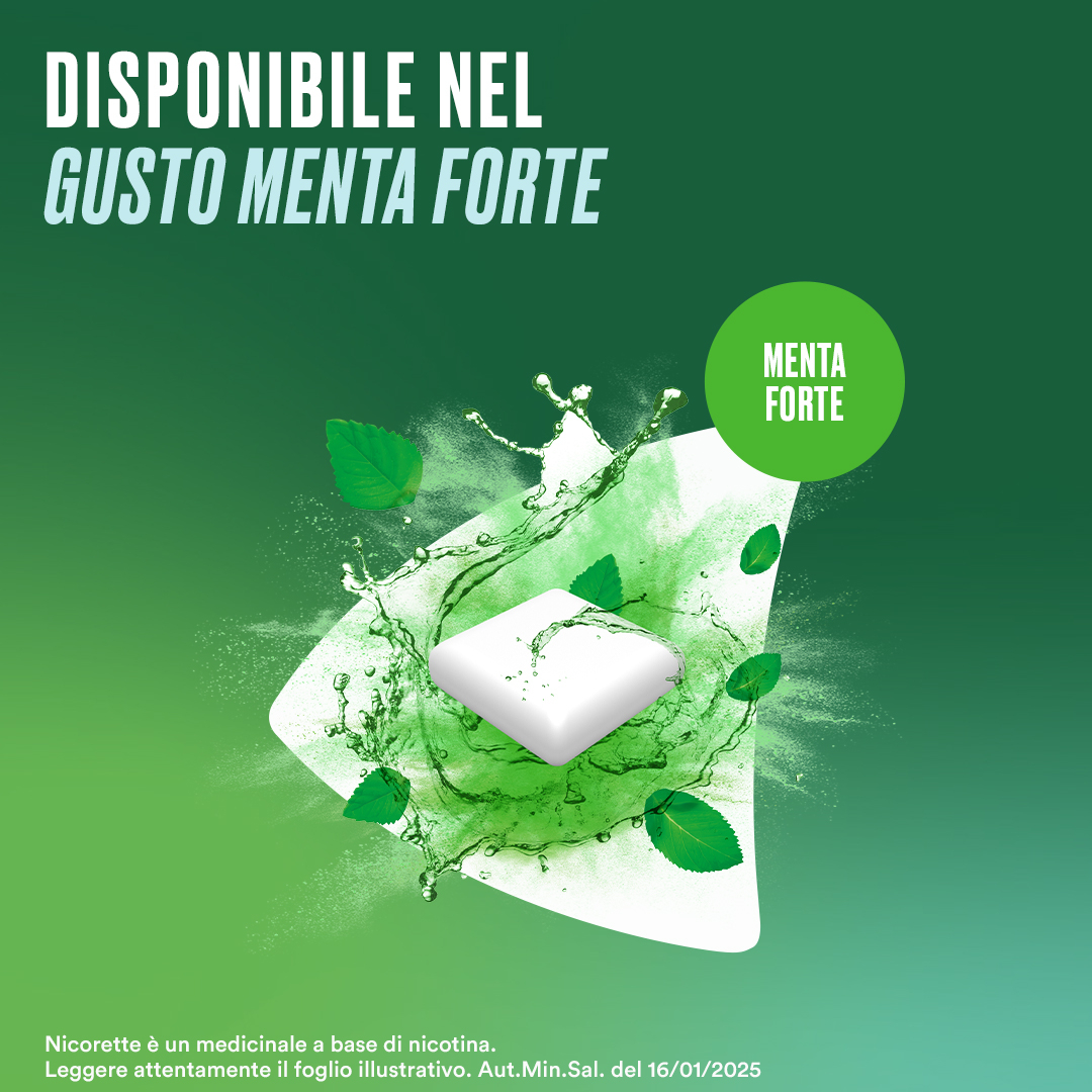 Nicorette Gomme 4 Mg Nicotina Menta 105 Gomme Masticabili per smettere di fumare
