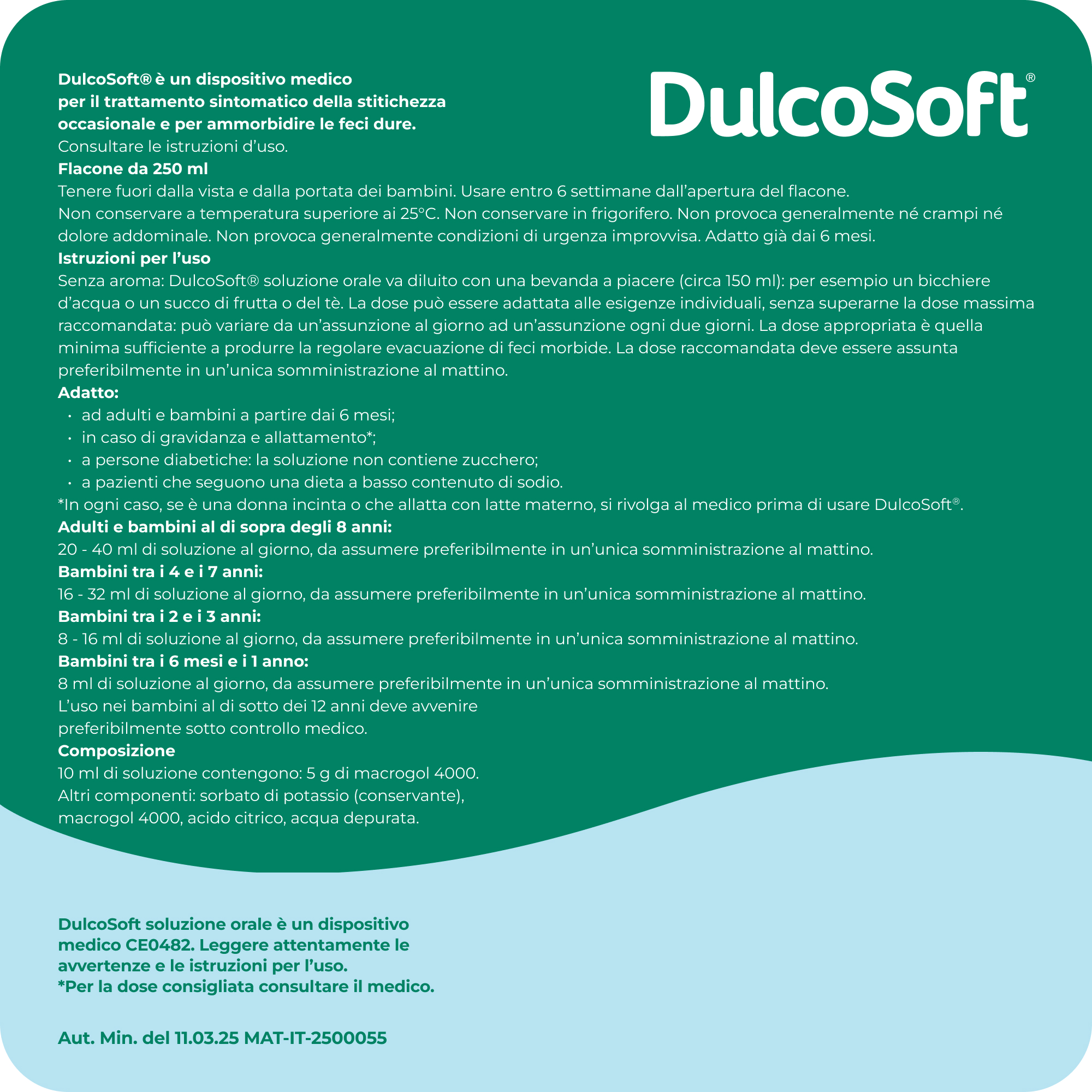Dulcosoft Macrogol 4000 Soluzione Orale 250 ml - Lassativo Delicato In Caso Di Stitichezza