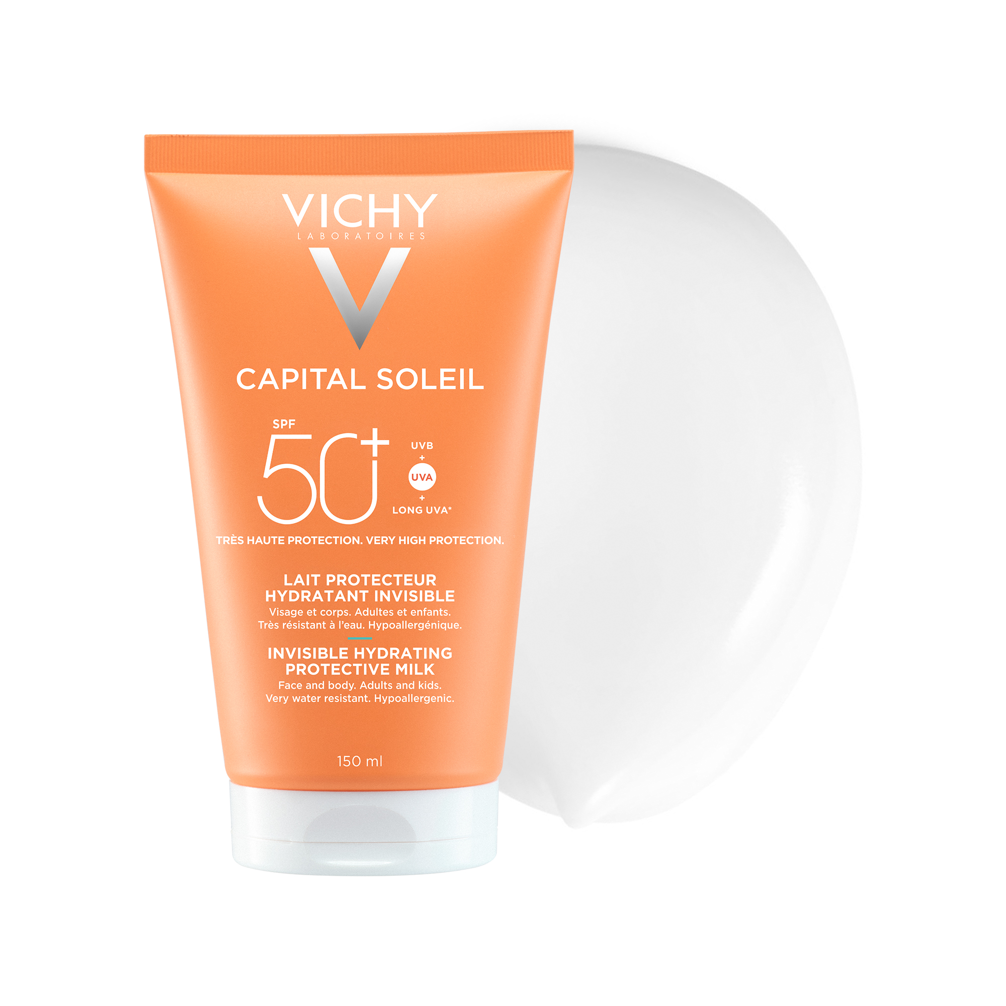 Vichy Capital Soleil - Latte Protettivo Idratante Invisibile SPF50+ Viso E Corpo 150 ml