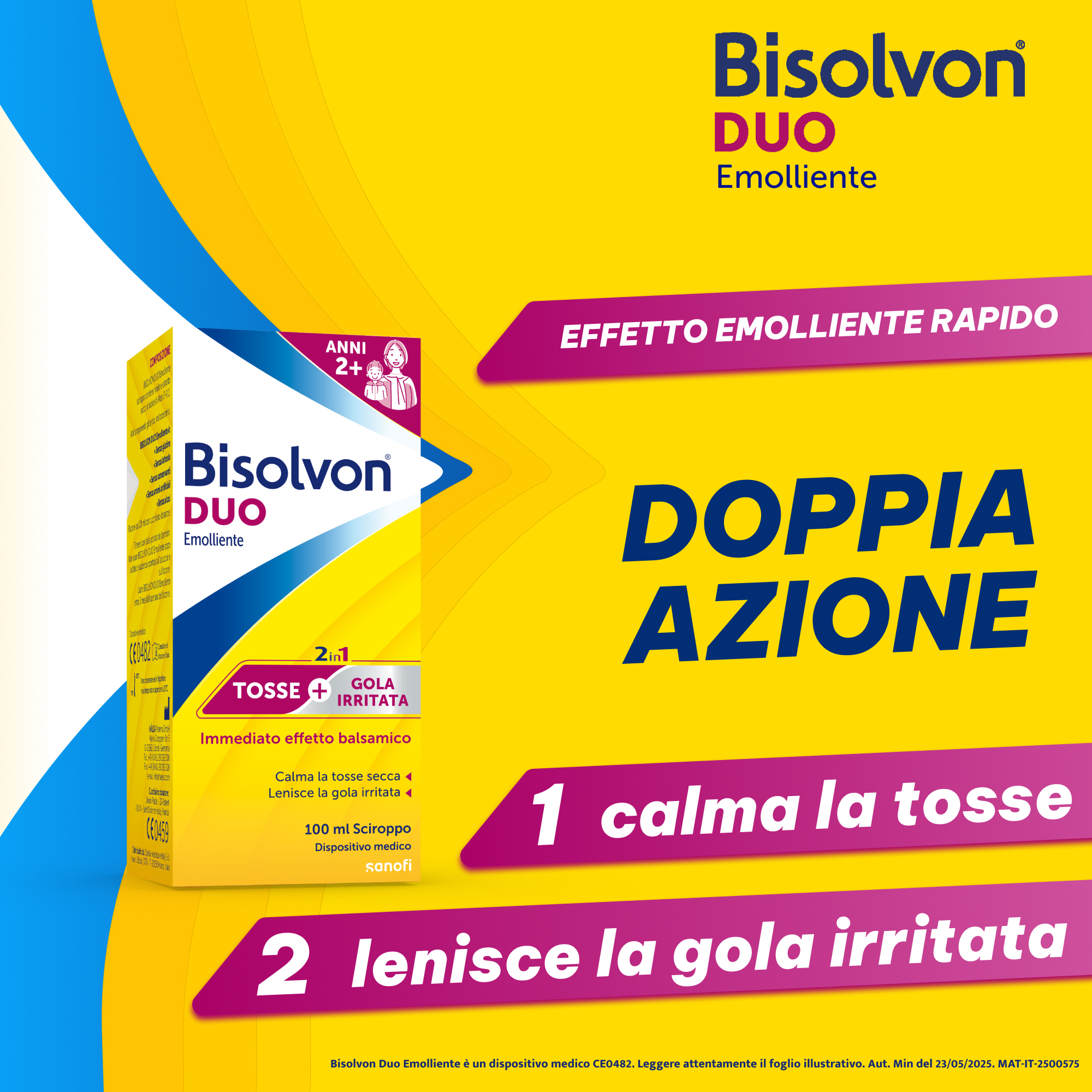 Bisolvon Duo Emolliente 100 ml - Sciroppo Contro Tosse E Gola Irritata Adulti E Bambini (2+)