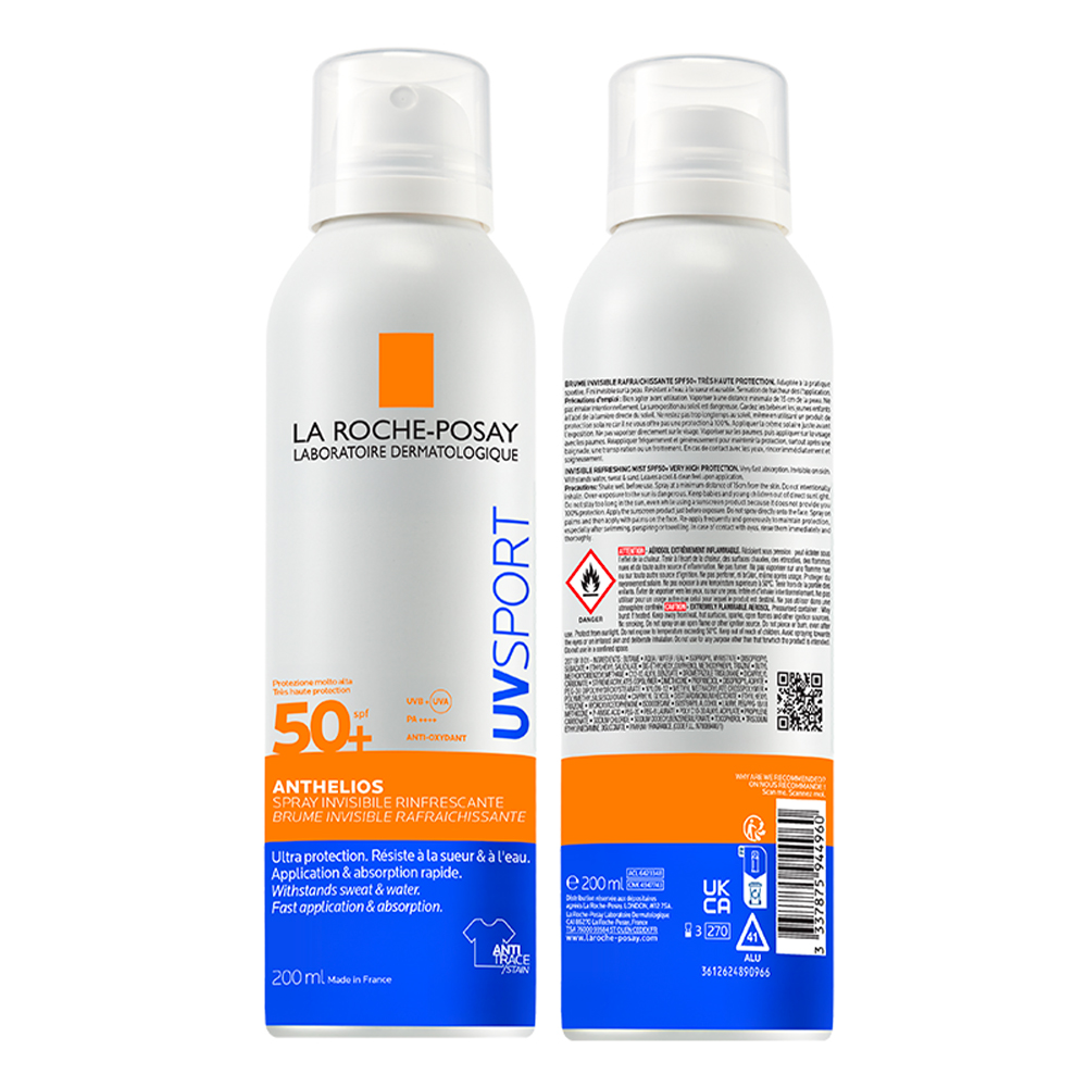 La Roche-Posay Anthelios Uvsport SPF50+ - Spray Solare Invisibile Rinfrescante Viso E Corpo 200 ml