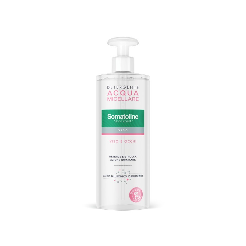 Somatoline SkinExpert, Acqua Micellare Viso e Occhi, Detergente Viso   Idratante,  Acido Ialuronico   400ml