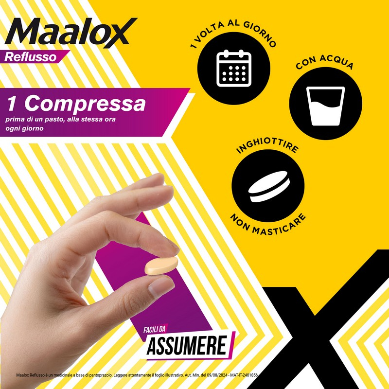 Maalox Reflusso 20 mg Pantoprazolo - 14 Compresse Contro Bruciore Di Stomaco E Reflusso Acido