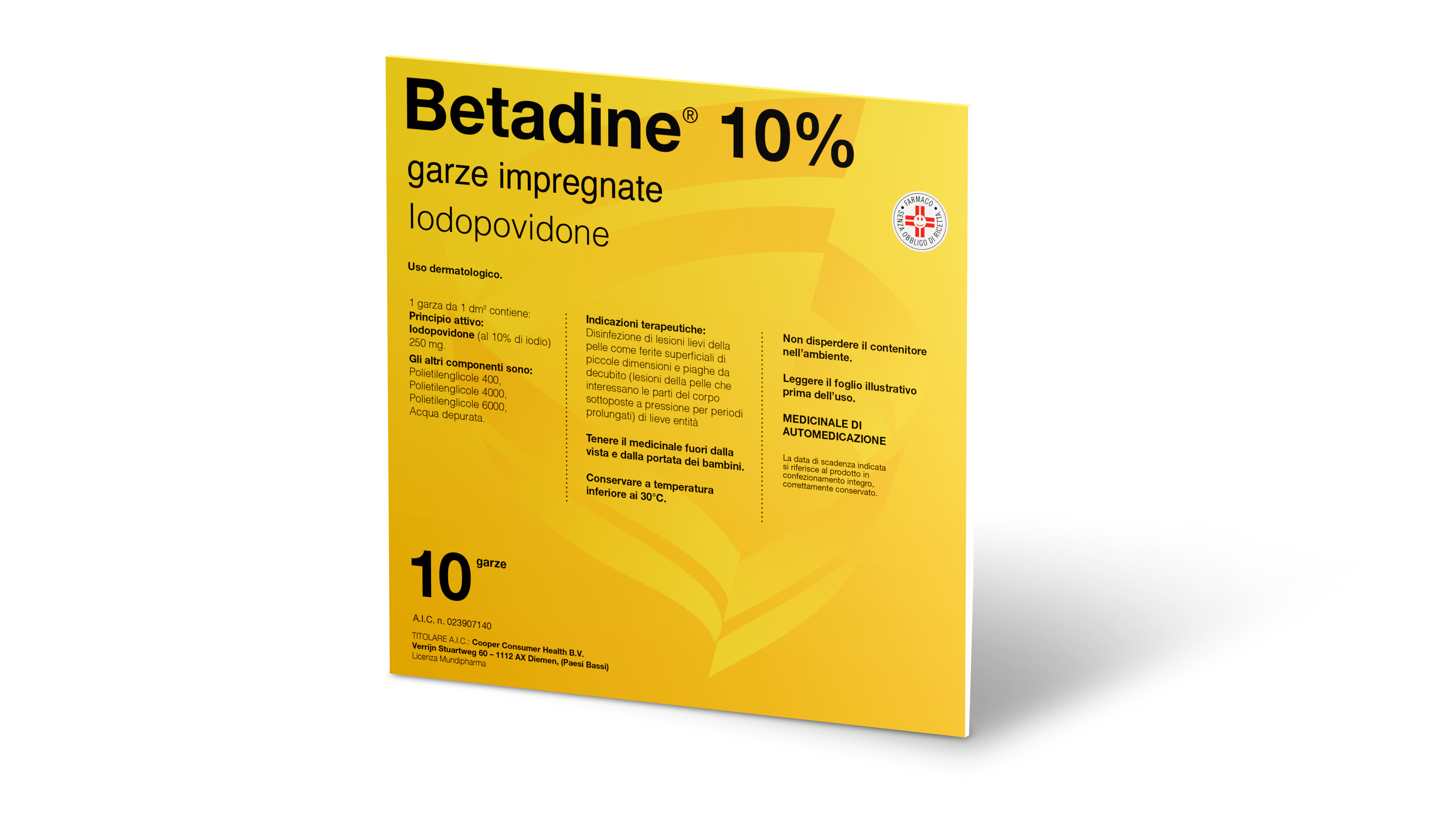 Betadine 10% Idopovidone - 10 Garze Impregnate Disinfettanti 10 X 10 Cm
