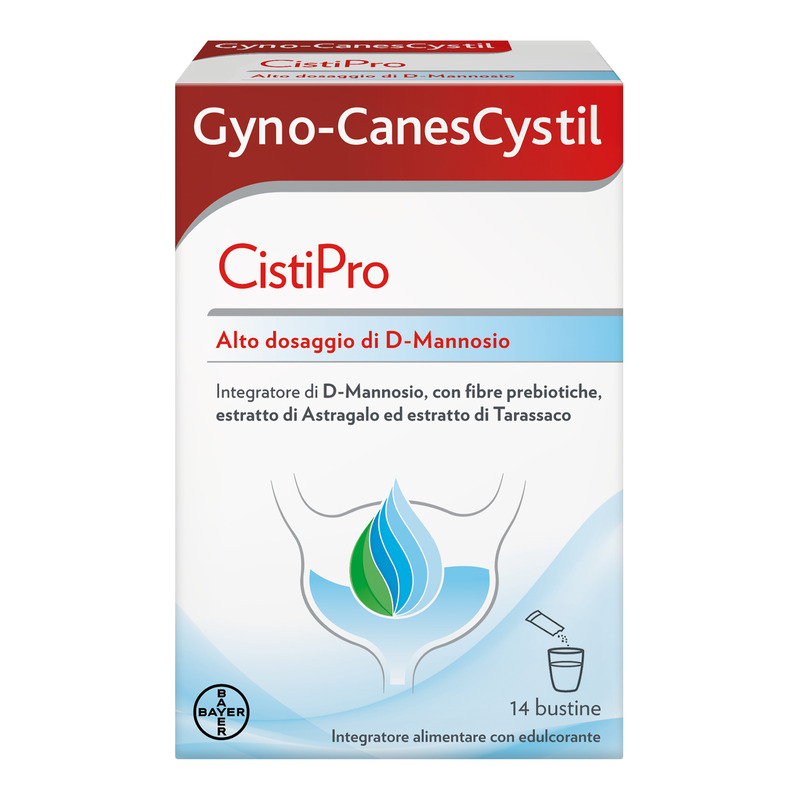 Gyno-CanesCystil Integratore Alto Dosaggio D-Mannosio per il Benessere Delle Vie Urinarie e Mantenimento della Flora Intestinale, gusto tè verde, gelsomino e agrumi, 14 bst