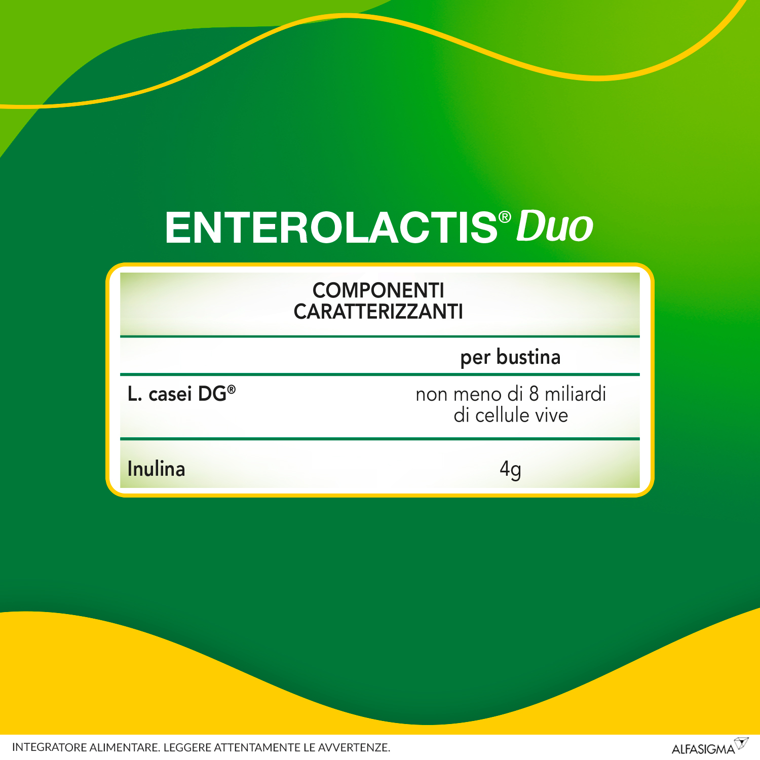 Enterolactis Duo, Integratore Alimentare con Fermenti lattici, probiotici L,Casei DG, 8 Miliardi Cellule Vive, Con Fruttosio, Senza Glutine e Lattosio, 20 Bustine