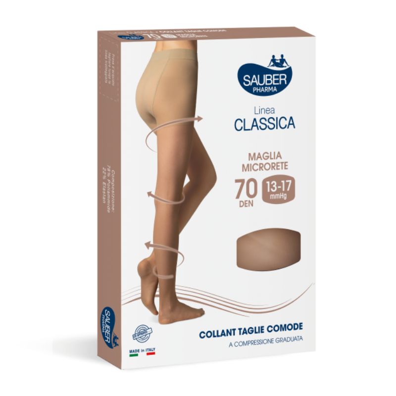 Sauber Pharma - Linea Classica - Collant Taglie Comode Maglia Microrete 70 Den (13-17 mmHg) - Taglia 4 Neutro Beige