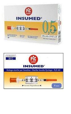 Pic Siringa Per Insulina 0,5ml 29g 12,7mm 30 Pezzi