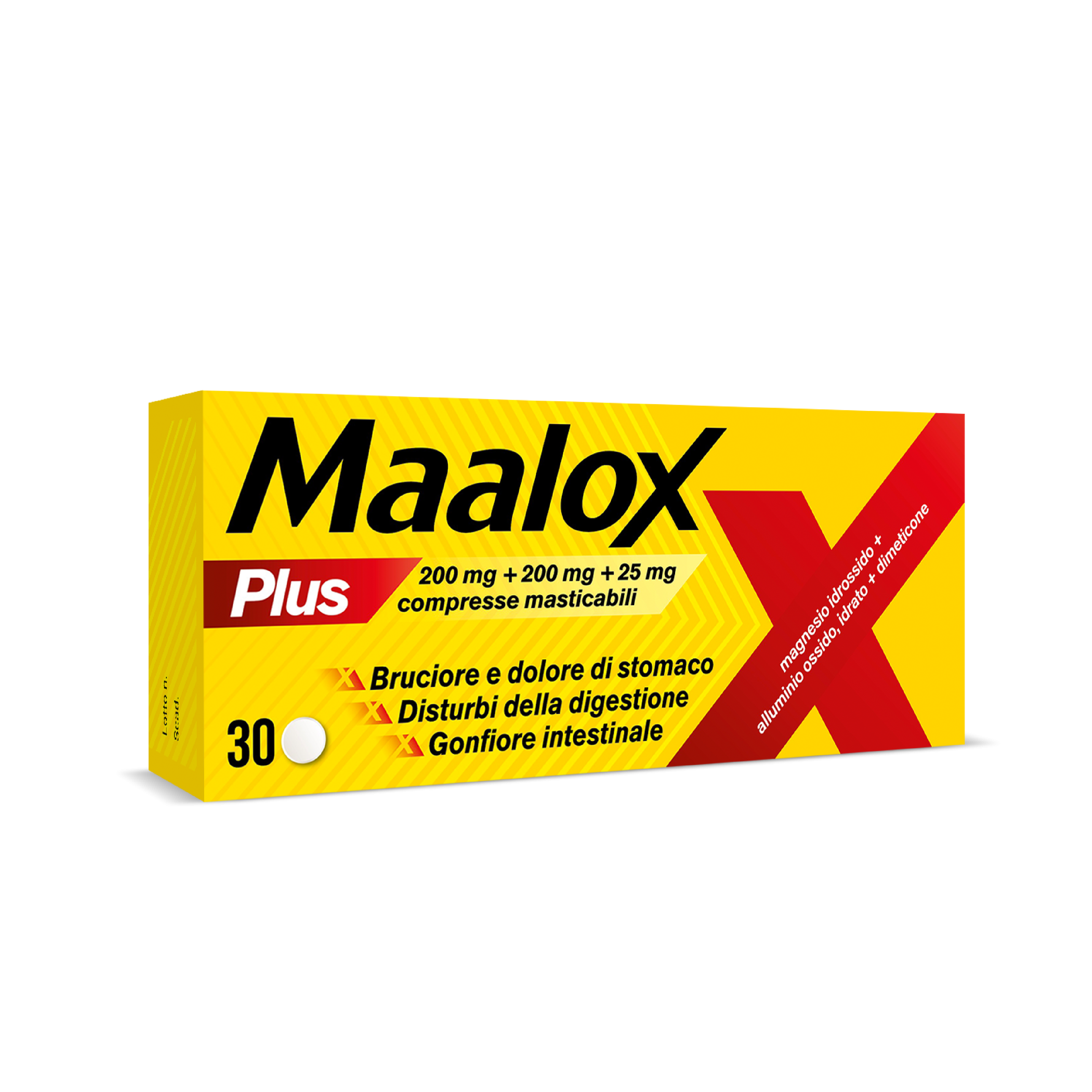 Maalox Plus 200 mg + 200 mg + 25 mg - 30 Compresse Masticabili Contro Bruciore, Cattiva Digestione E Iperacidità Di Stomaco