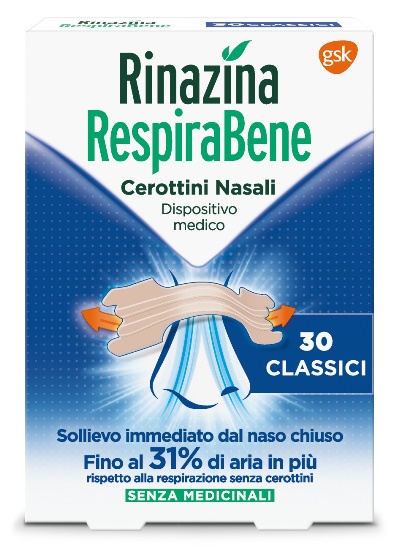 Rinazina RespiraBene Cerottini Nasali Classici 30 Pezzi