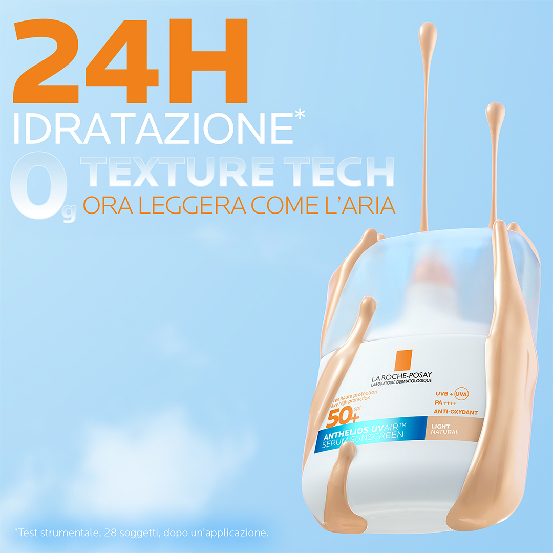La Roche-Posay Anthelios Uvair Serum Sunscreen - Protezione Solare SPF50+ Viso 50 ml - Tonalità Chiara