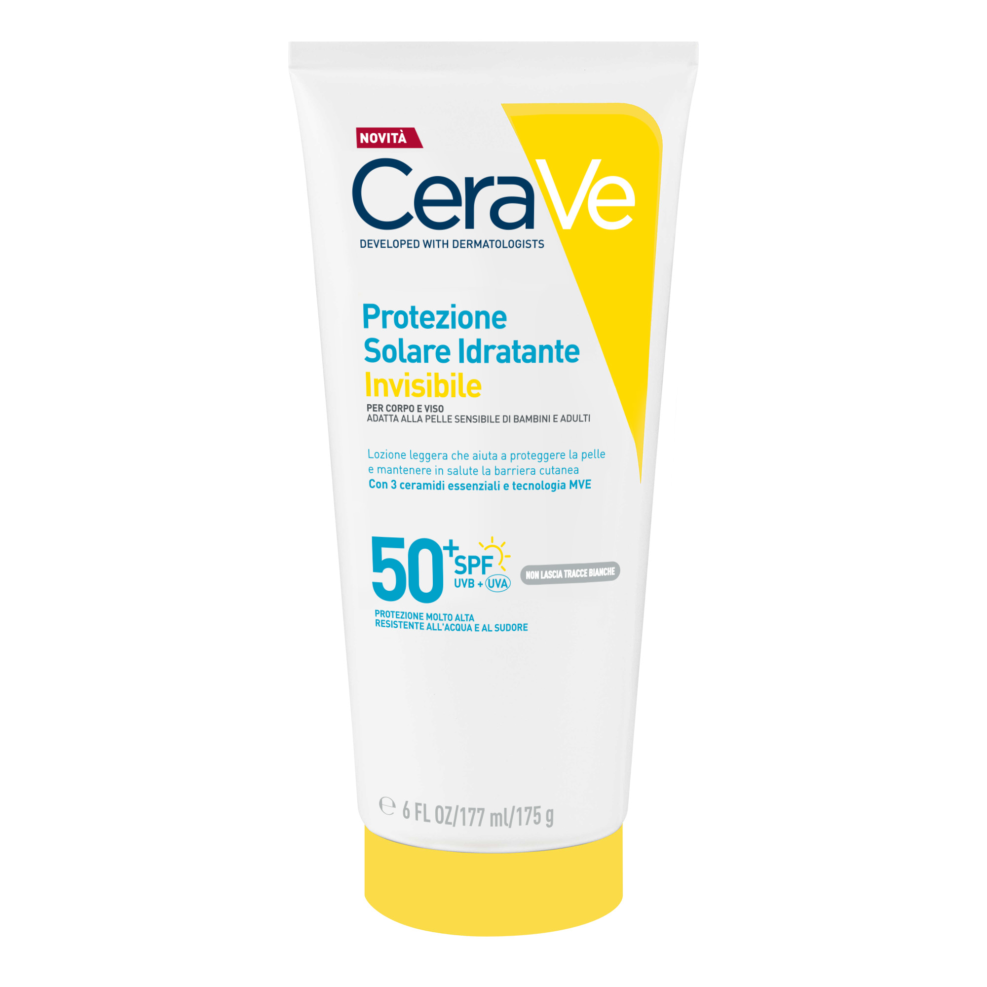 CeraVe Protezione Solare Idratante Invisibile - Crema Solare SPF50+ Viso E Corpo​ 177 ml