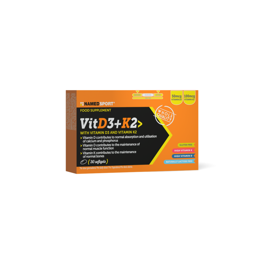 Named Sport - VIT D3+K2 30 Softgels - Integratore Di Vitamina D3 e K2