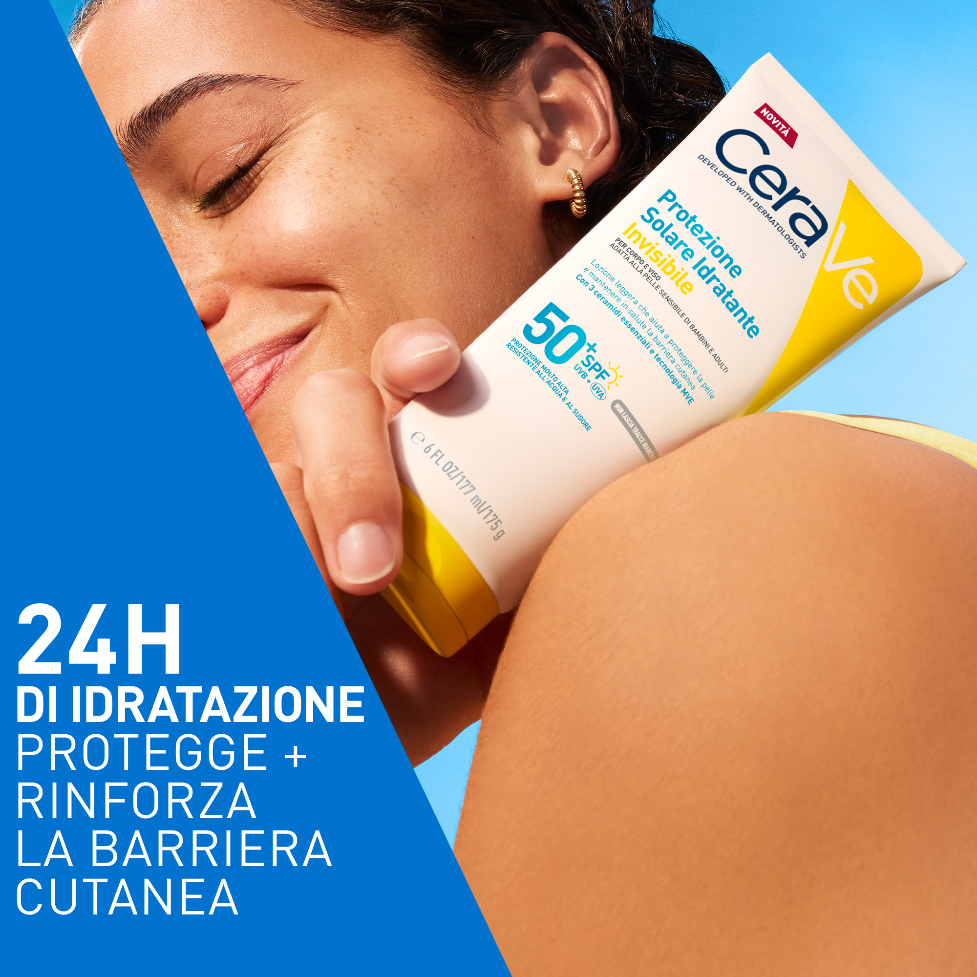 CeraVe Protezione Solare Idratante Invisibile - Crema Solare SPF50+ Viso E Corpo​ 177 ml