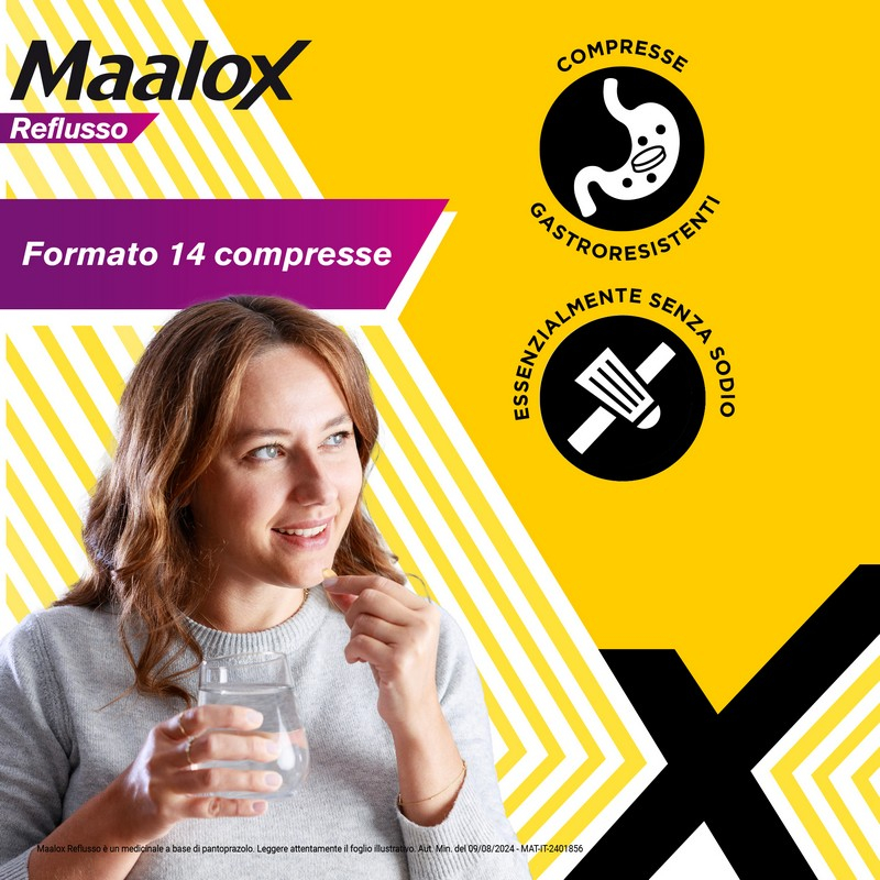 Maalox Reflusso 20 mg Pantoprazolo - 14 Compresse Contro Bruciore Di Stomaco E Reflusso Acido