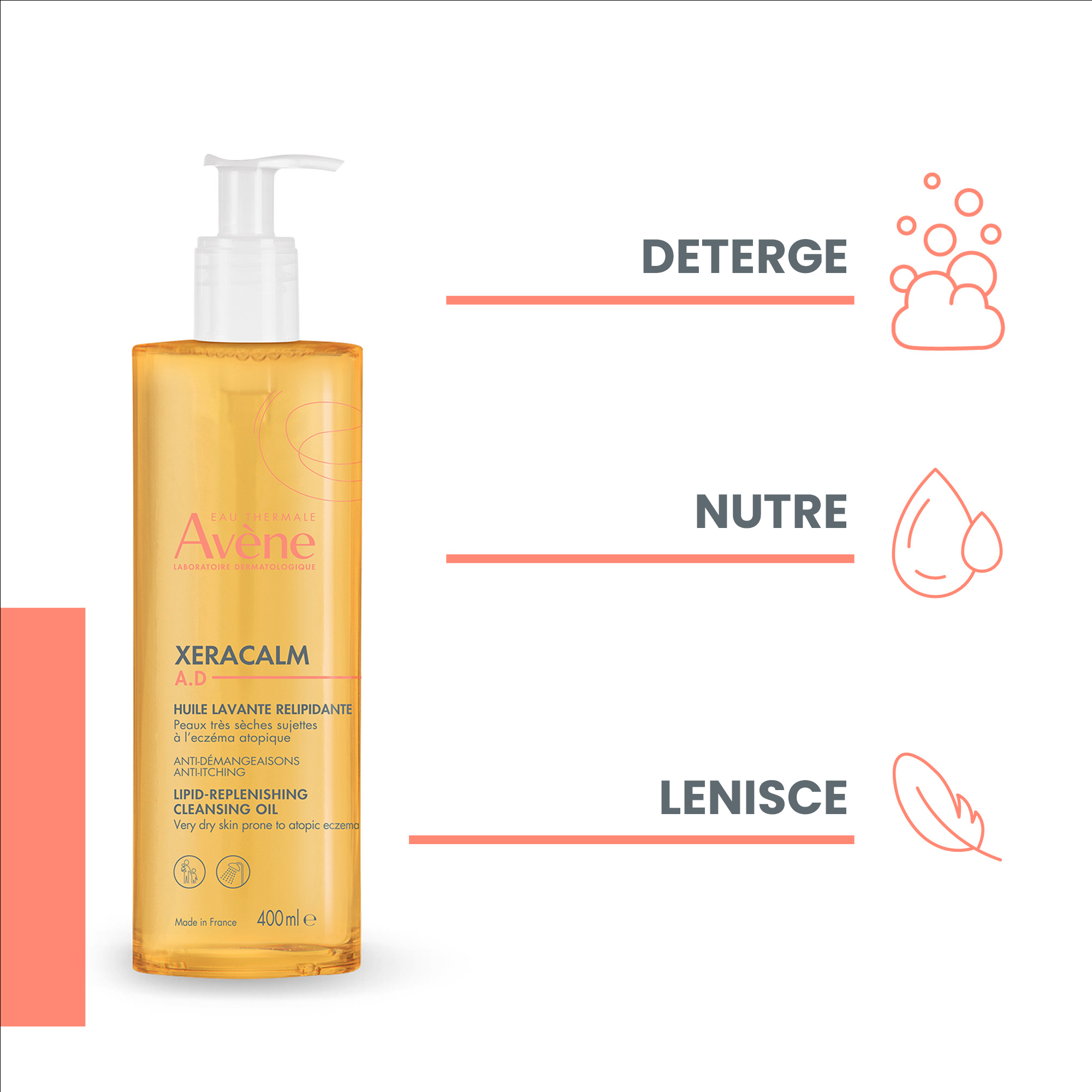 Avène Xeracalm AD - Olio Detergente Liporestitutivo Per Pelle Secca E Atopica 400 ml