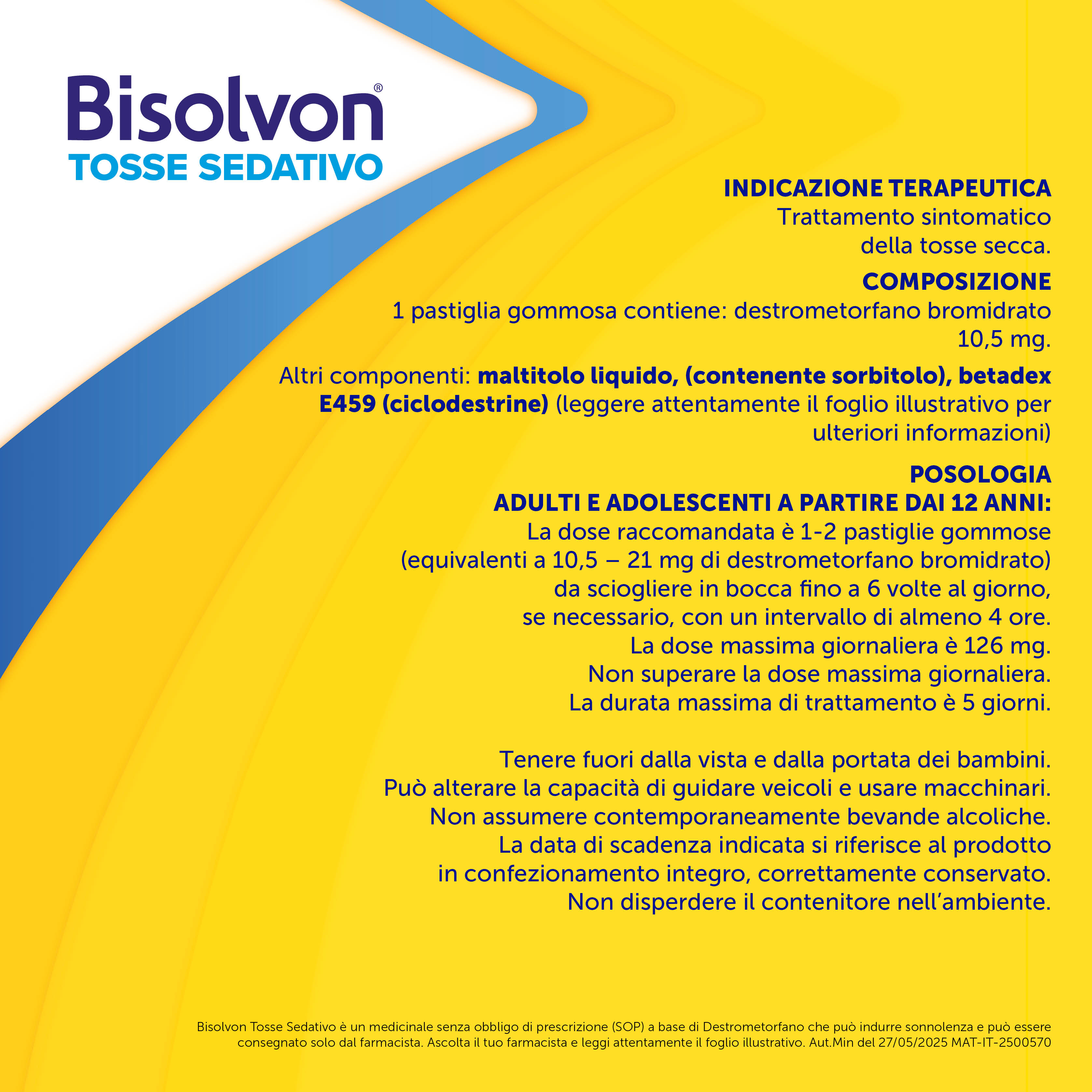 Bisolvon Tosse Sedativo 10,5 mg Gusto Miele E Lime - 20 Pastiglie Gommose Per Tosse Secca