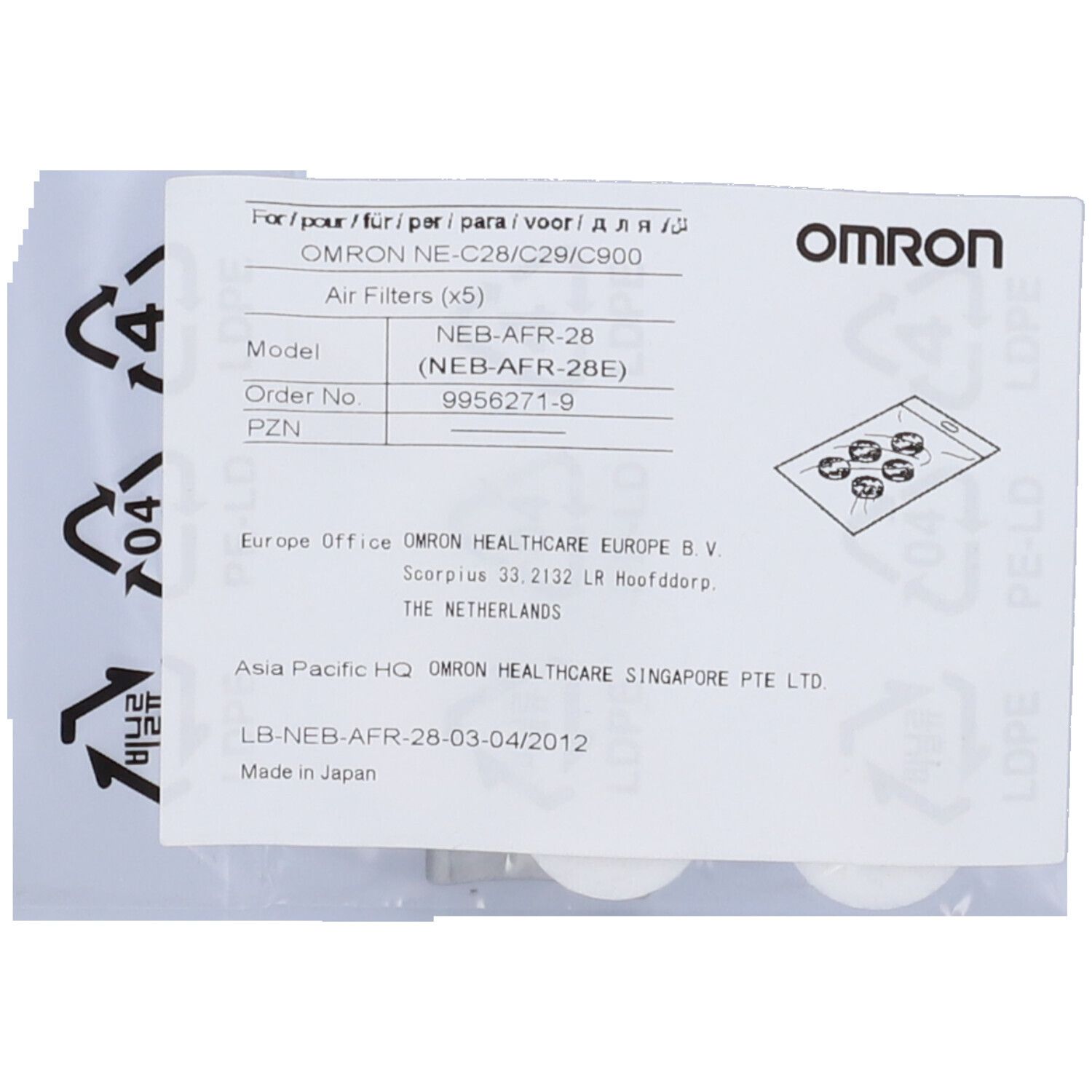 Omron Filtri di Ricambio Nebulizzatori C28/C30 5 Pezzi