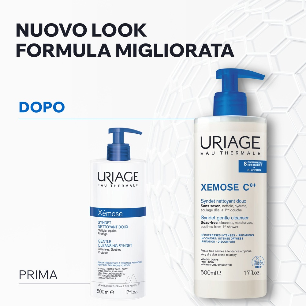 Uriage - Xémose C8+ Syndet Bagnodoccia Detergente Per Pelle Secca E Atopica Viso E Corpo 500 ml